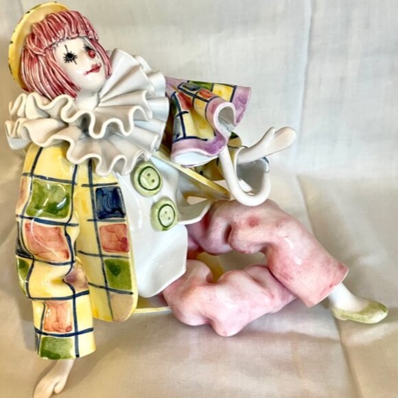 Rare Vintage Pierrot Clown Porcelain Figurine from Gumps San Francisco - Picture 6 of 7